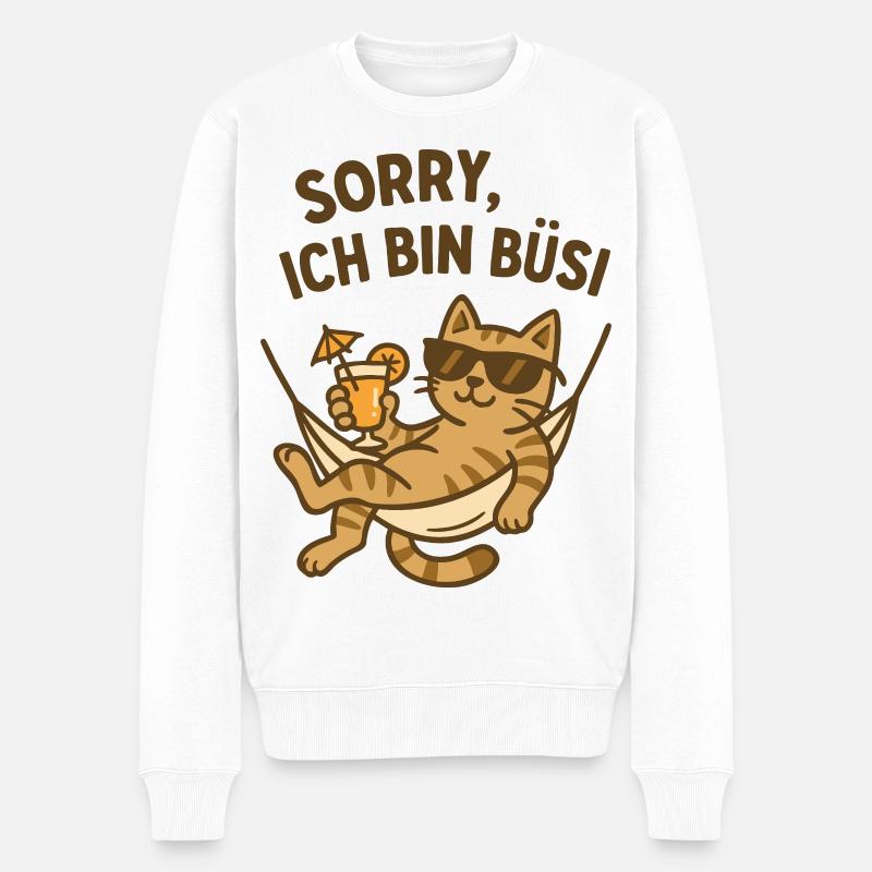 Keine Zeit - ich bin Büsi - Männer Premium Bio Pullover - Weiß