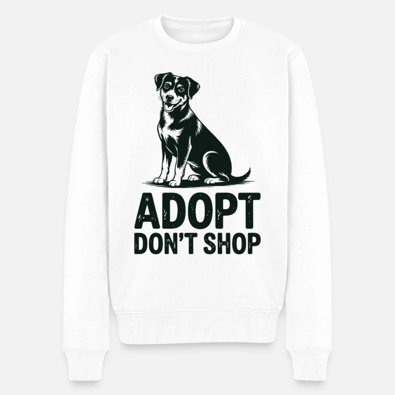 Tiere Adoptieren Nicht Kaufen Rettung - Männer Premium Bio Pullover - Weiß