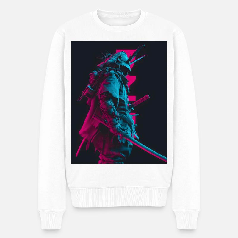 Samurai im Schatten - Männer Premium Bio Pullover - Weiß