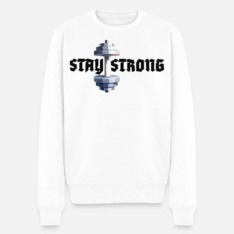 Reste fort - Motivation pour la forme physique - Pull Premium bio Homme - blanc