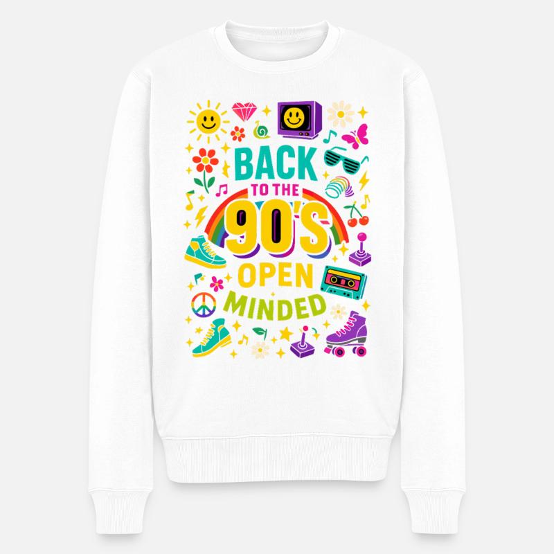 Back To The 90'S Open Minded - Männer Premium Bio Pullover - Weiß