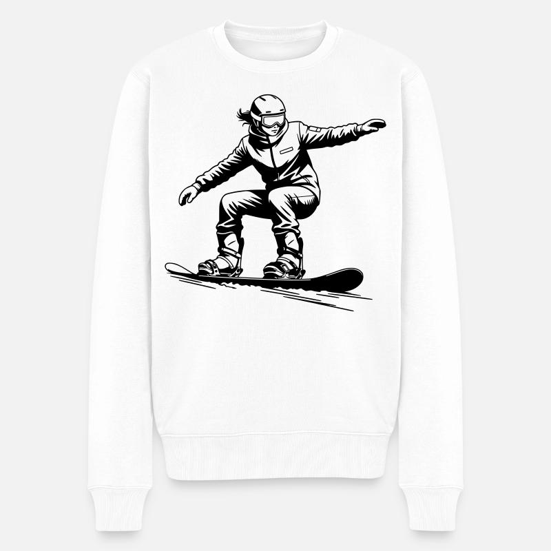 Cooler Snowboarder - Snowboard Grafik - Männer Premium Bio Pullover - Weiß