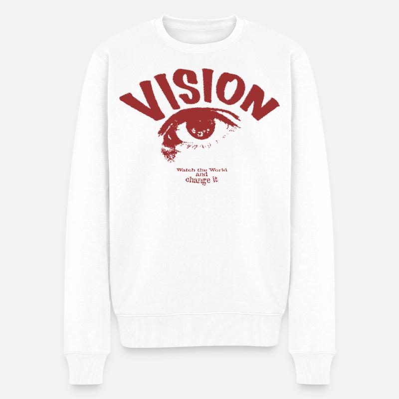 Vision Auge Streetwear - Männer Premium Bio Pullover - Weiß