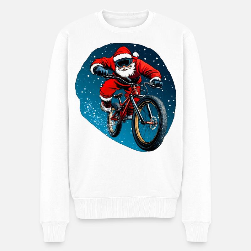Downhiller Weihnachtsmann - Männer Premium Bio Pullover - Weiß