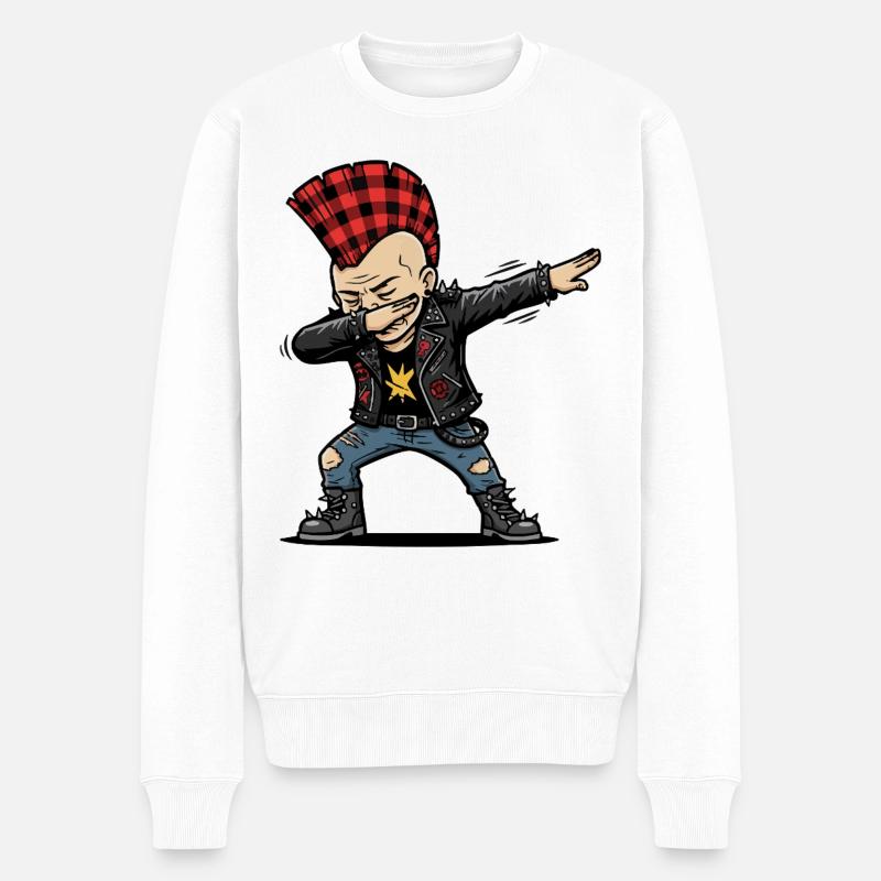 Dabbing Punk – Frecher Cartoon Style - Männer Premium Bio Pullover - Weiß