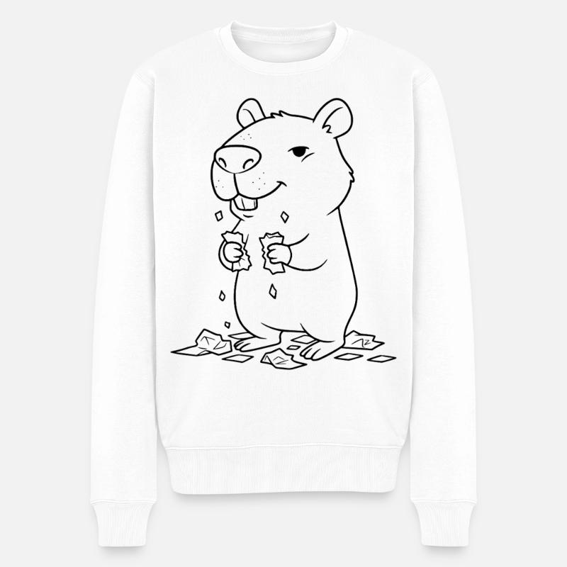 Capybara mange ses devoirs - Pull Premium bio Homme - blanc