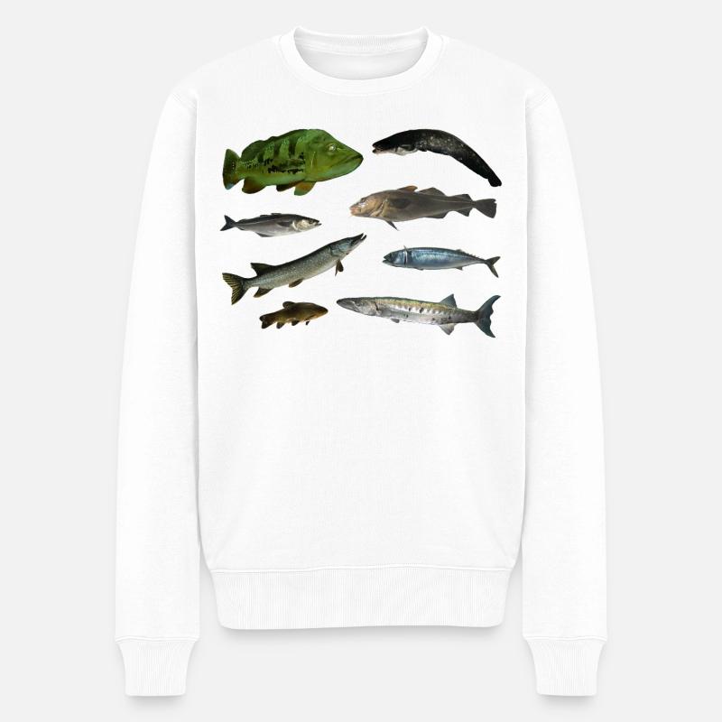 Fische - Männer Premium Bio Pullover - Weiß