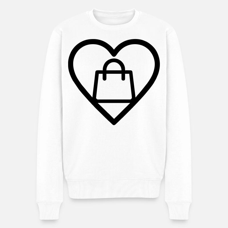 Herz + Shopping – Shopping-Liebhaber - Männer Premium Bio Pullover - Weiß