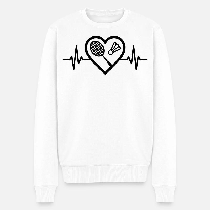 Cœur + Badminton – Passion du Badminton - Pull Premium bio Homme - blanc
