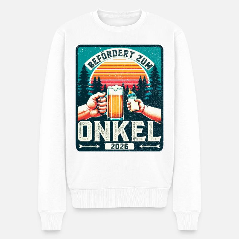 Werdender Onkel Befördert zum Onkel 2026 - Männer Premium Bio Pullover - Weiß