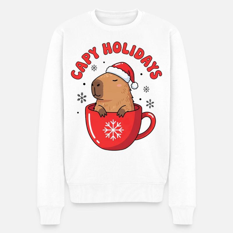 Capy Holidays - Männer Premium Bio Pullover - Weiß