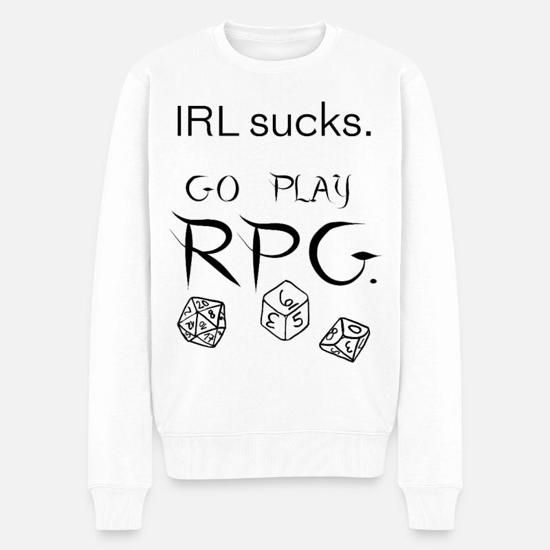 IRL sucks go play RPG (noir) - Pull Premium bio Homme - blanc