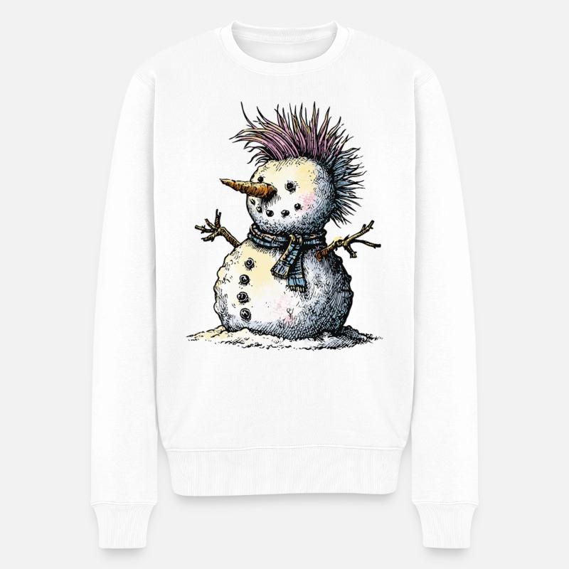 Punk Schneemann Winter Humor - Männer Premium Bio Pullover - Weiß