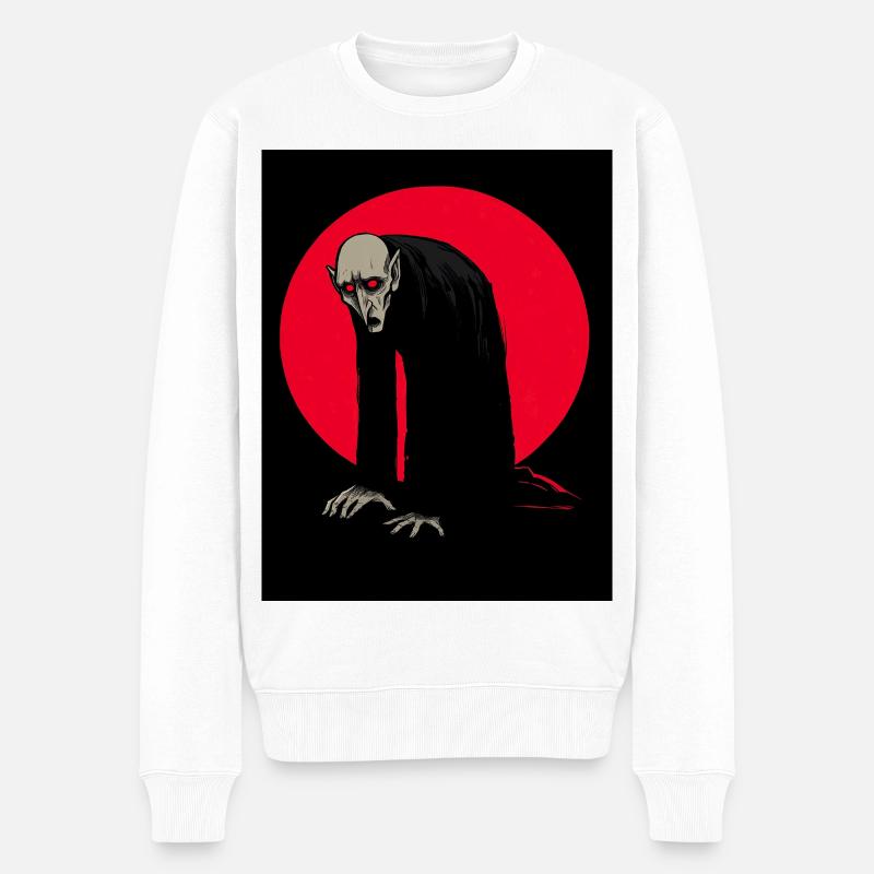 Roter Mond Vampir Dämon im Schatten - Männer Premium Bio Pullover - Weiß