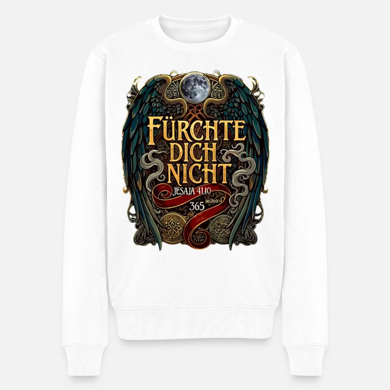 FÜRCHTE DICH NICHT Bibel Jesaja 41,10 Fantasy - Männer Premium Bio Pullover - Weiß