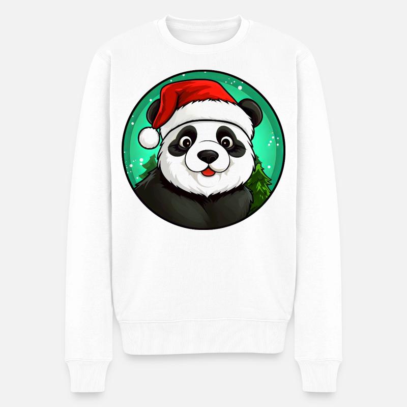 Panda Weihnachtsmann - Männer Premium Bio Pullover - Weiß