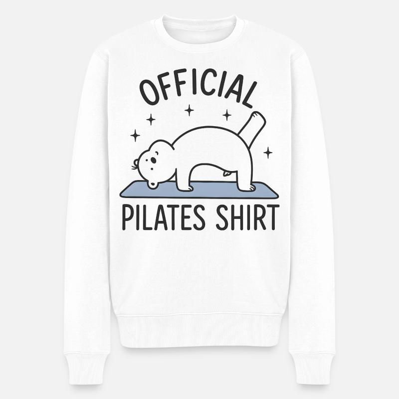 Lustiger Pilates Polar Bär - Männer Premium Bio Pullover - Weiß