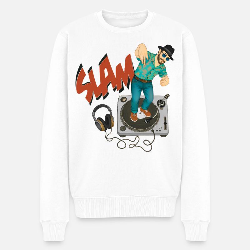 SLAM GUY – nette Leute - Männer Premium Bio Pullover - Weiß