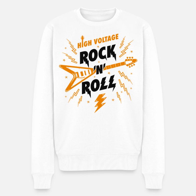 Hochspannungs-Rock'n'Roll-Gitarre - Männer Premium Bio Pullover - Weiß