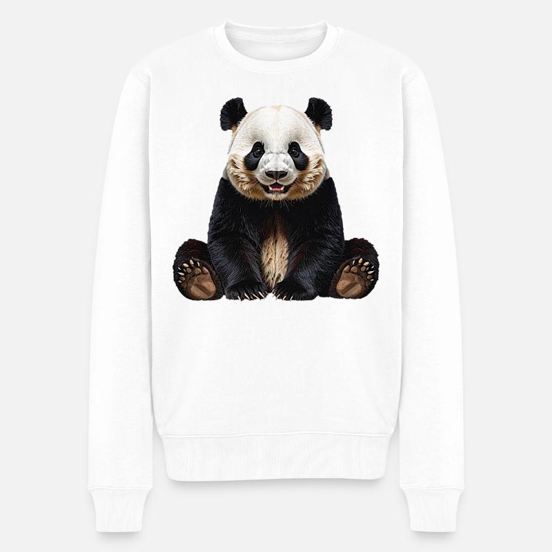 Panda - Männer Premium Bio Pullover - Weiß