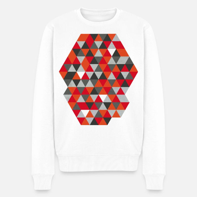 Geometrisches Hexagon Geometric Triangles  - Männer Premium Bio Pullover - Weiß