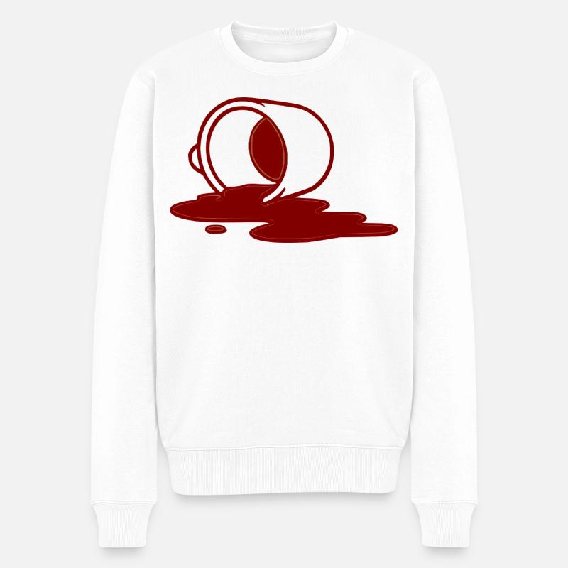 Kaffee Becher Umkippen - Männer Premium Bio Pullover - Weiß