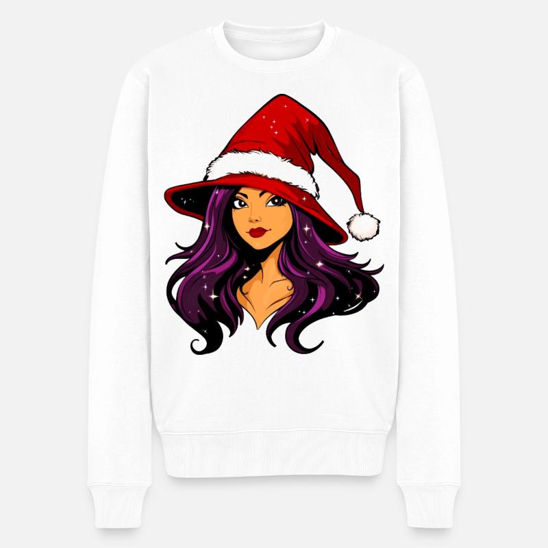 Hexe Weihnachtsfrau - Männer Premium Bio Pullover - Weiß