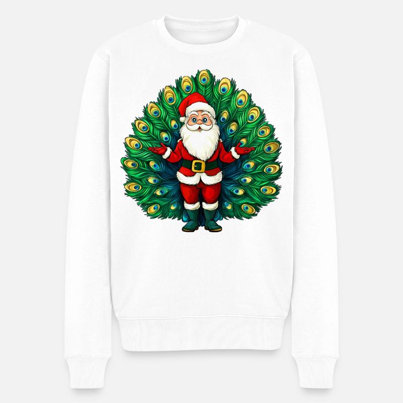 Weihnachtsmann Vogelstrauss - Männer Premium Bio Pullover - Weiß