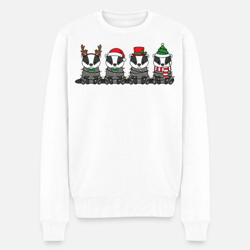 Dachs Weihnachtsmann Weihnachtsbeleuchtung - Männer Premium Bio Pullover - Weiß