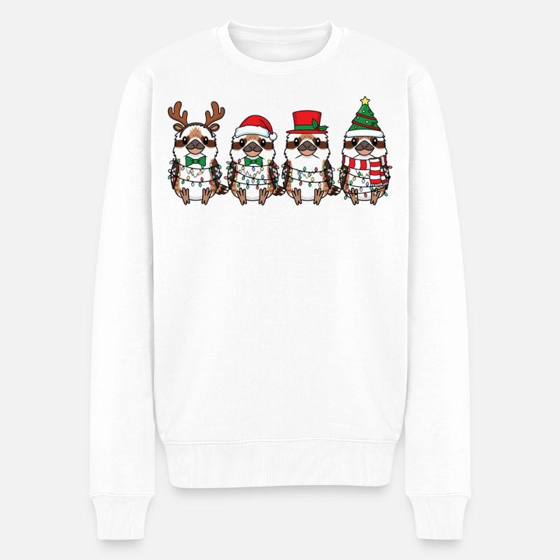 Lachender Hans Weihnachtsmann - Männer Premium Bio Pullover - Weiß