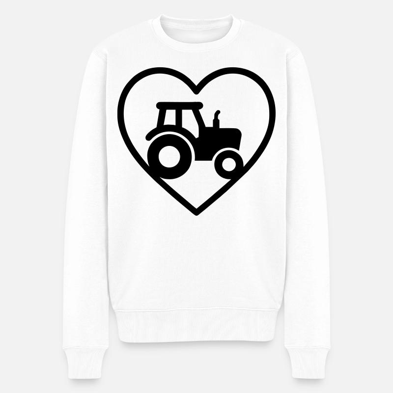 Heart Tractor – Farmer Passion Design - Männer Premium Bio Pullover - Weiß
