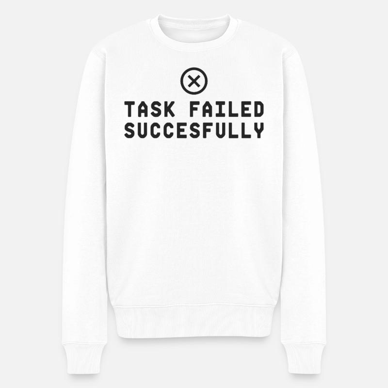 Task Failed Successfully IT Paradoxon - Männer Premium Bio Pullover - Weiß