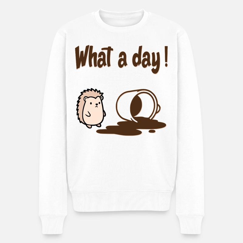 Hedgehog Coffee - Männer Premium Bio Pullover - Weiß