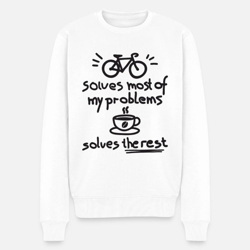 Cycling Solves Most Of My Problems Coffee The Rest - Männer Premium Bio Pullover - Weiß