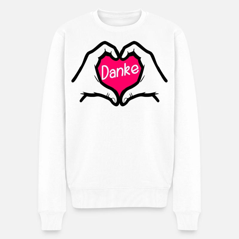 Dankeschön Danke HERZ - Männer Premium Bio Pullover - Weiß