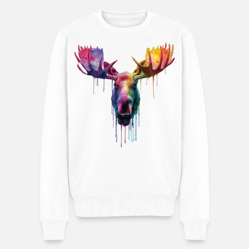 Elch Elchkopf - Männer Premium Bio Pullover - Weiß