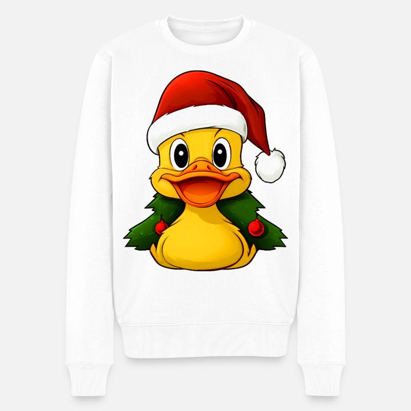Entchen Weihnachten - Männer Premium Bio Pullover - Weiß