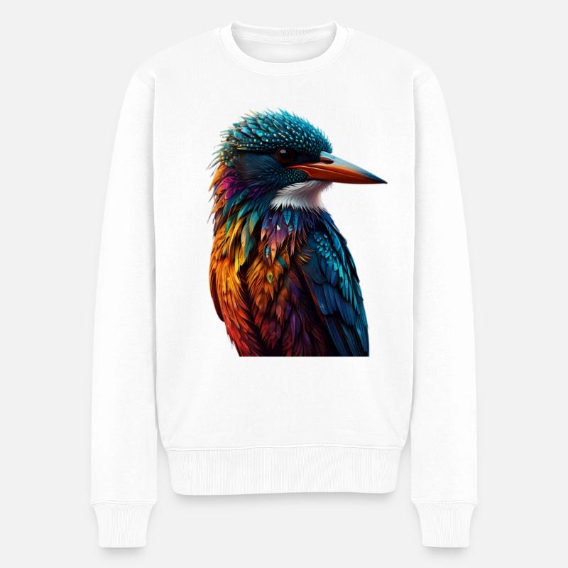 Bunter Eisvogel Farbenspiel - Männer Premium Bio Pullover - Weiß