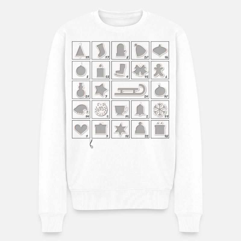 Adventskalender (Türchen ausschneiden) - Männer Premium Bio Pullover - Weiß