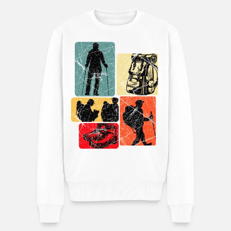 Wanderpfad Collage - Männer Premium Bio Pullover - Weiß