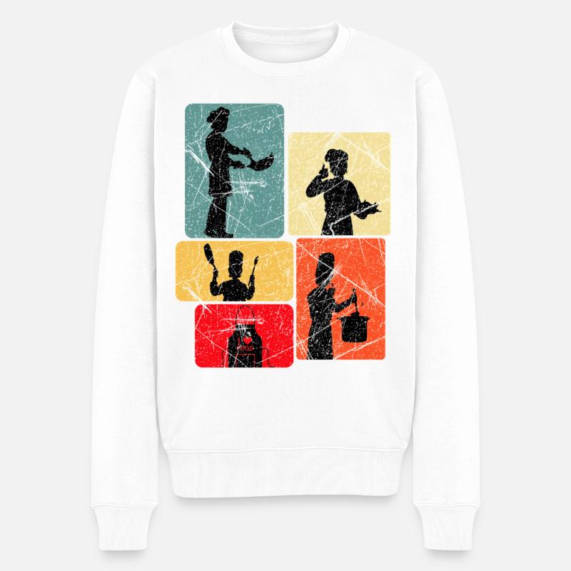 Küchenhelden Silhouetten Muster - Männer Premium Bio Pullover - Weiß