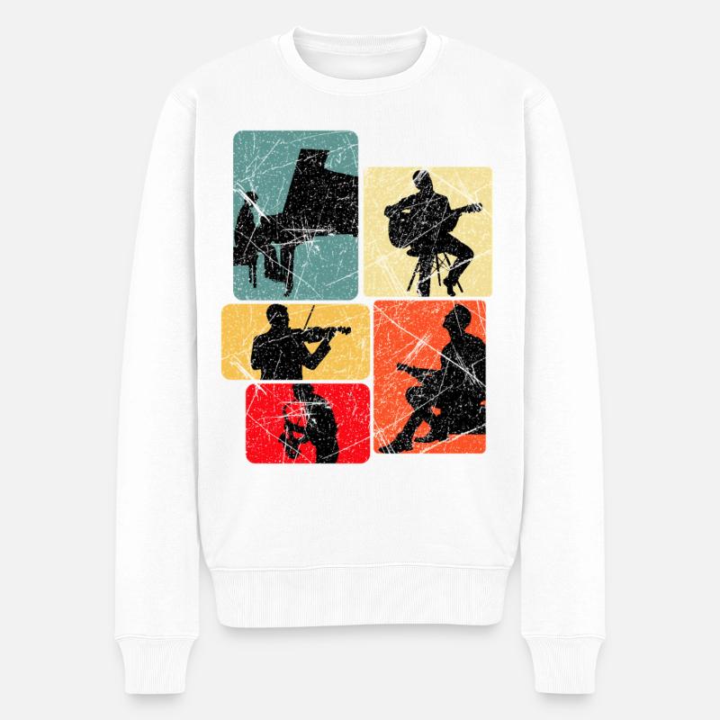 Musik Silhouetten Collage - Männer Premium Bio Pullover - Weiß
