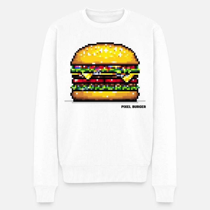 Pixel Hamburger - Pull Premium bio Homme - blanc
