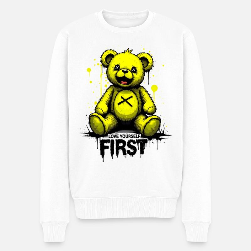 Aime-toi d’abord Teddy Bear Graffiti - Pull Premium bio Homme - blanc