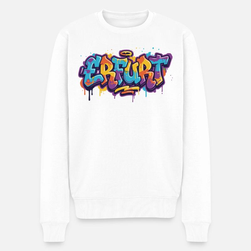 Lieblingsstadt Erfurt Graffiti Style - Männer Premium Bio Pullover - Weiß