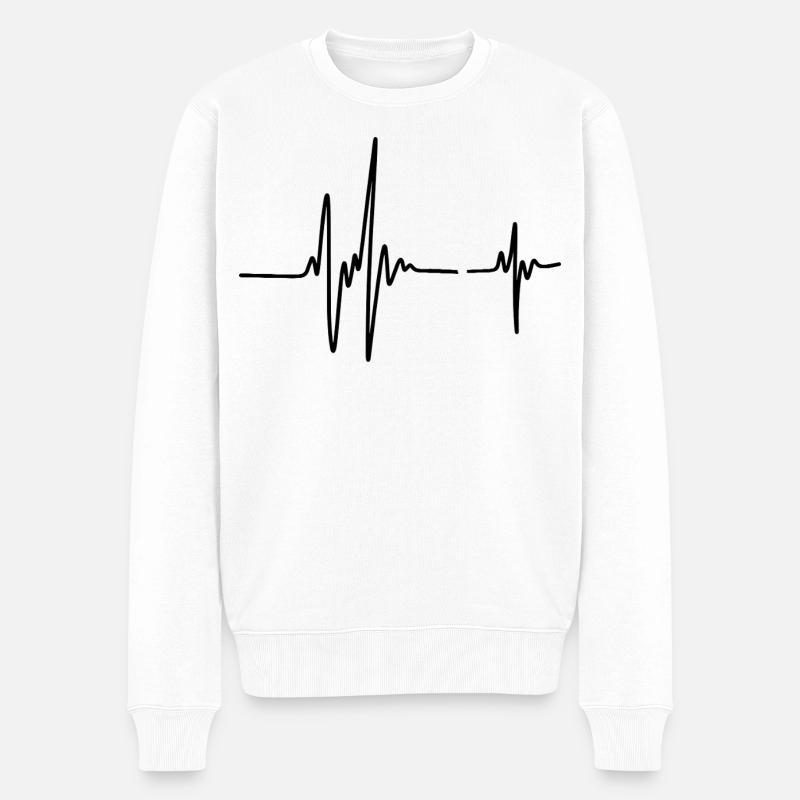 Herzschlag – Rhythmus des Lebens - Männer Premium Bio Pullover - Weiß