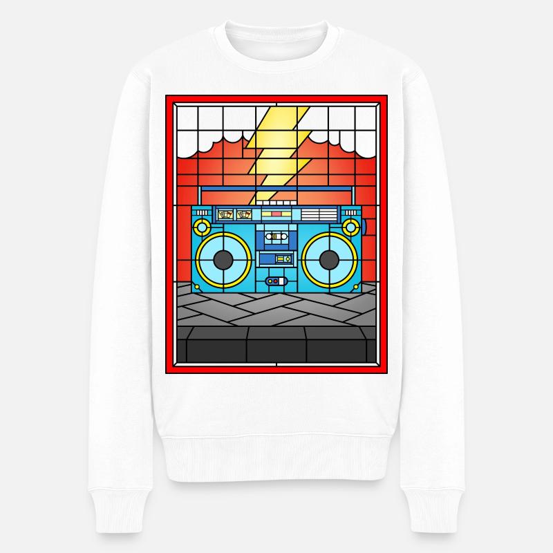 Buntglas-Boombox - Männer Premium Bio Pullover - Weiß