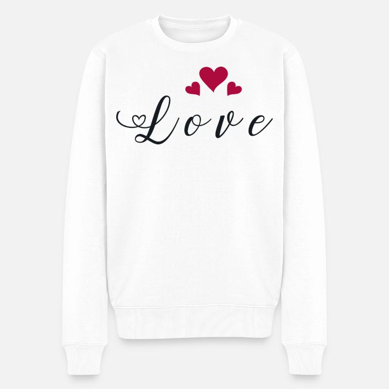 Amour Cœur Passion Sentiments Déclaration Amoureux - Pull Premium bio Homme - blanc