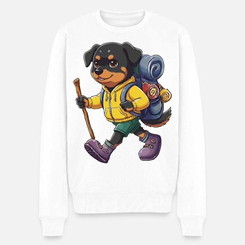 Rottweiler Randonnée Camping Aventure Backpacker - Pull Premium bio Homme - blanc