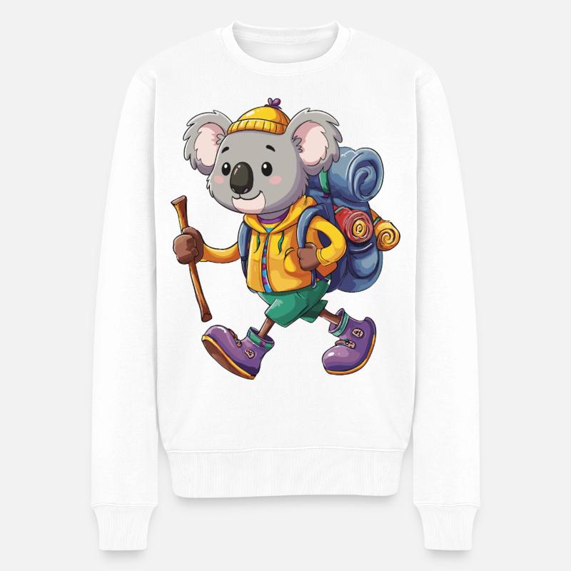 Süßer Koala-Wander-Camping-Abenteuer-Rucksacktourist. - Männer Premium Bio Pullover - Weiß